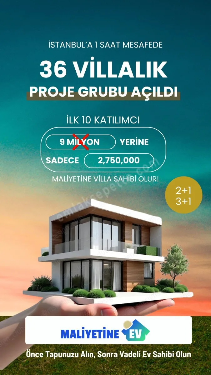 SAKARYA ERENLER'DE MALİYETİNE EV'DEN BAHÇELİ EV SAHİBİ OLUN