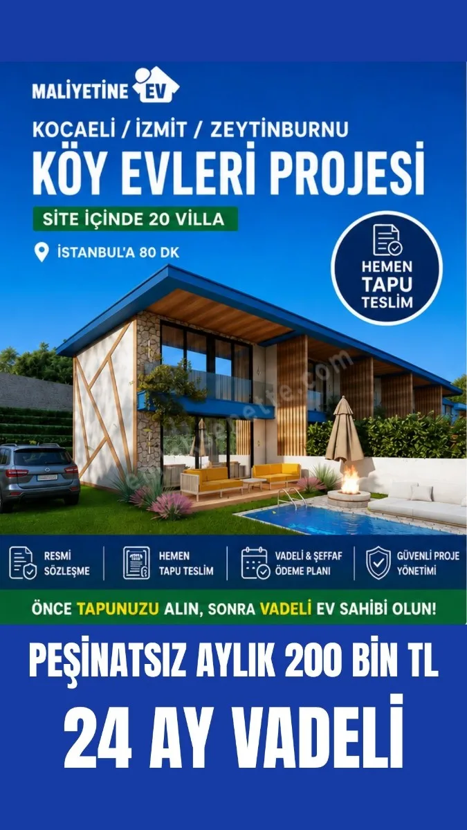 SAKARYA ERENLER'DE MALİYETİNE EV'DEN BAHÇELİ EV SAHİBİ OLUN