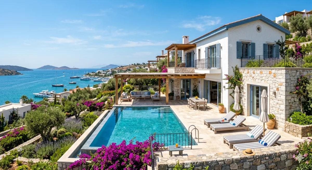 Bodrumda manzarısıyla beraber satılık villa